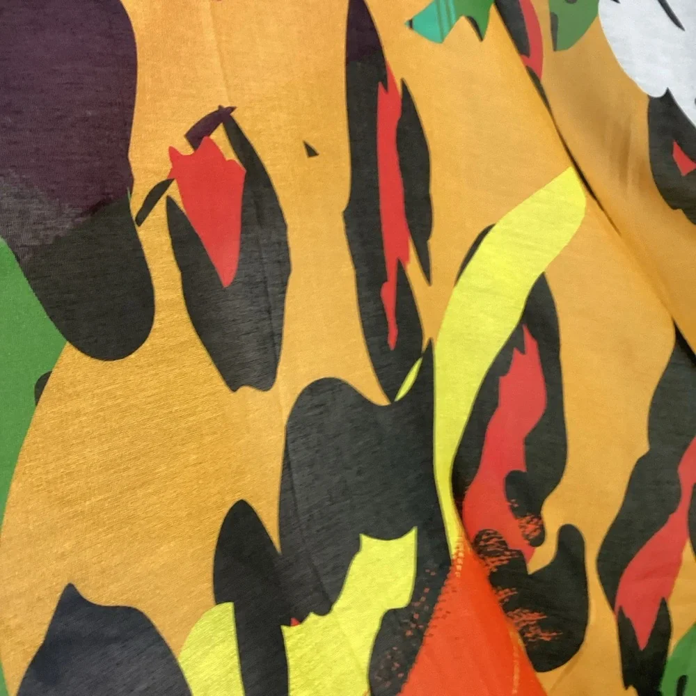 Perlavera Scarf Large Cotton Silk Blend Rolled Edges Geometric Modern Print